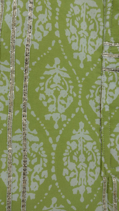 Green And White Cotton Printed Bag