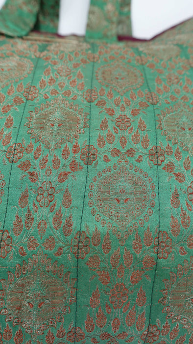 Green Vintage Brocade Tote Bag