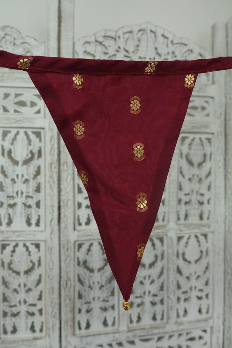 Maroon Silk Blend With Gold Bells - 6.10 Metres