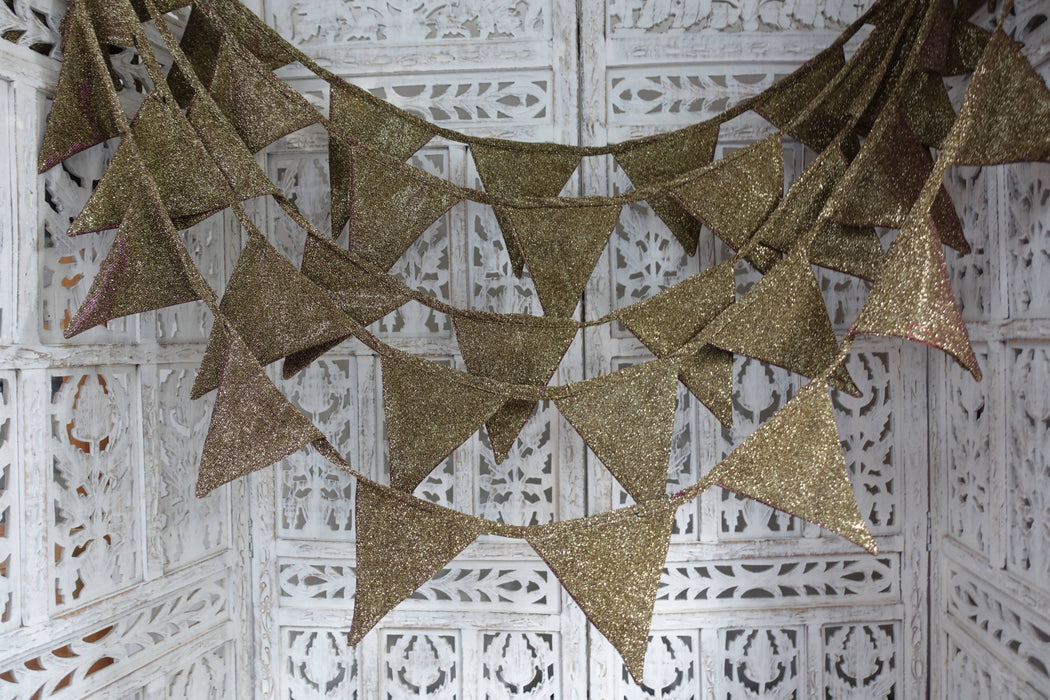 Gold And Purple Toned Glitter Bunting - 6.7 Metres