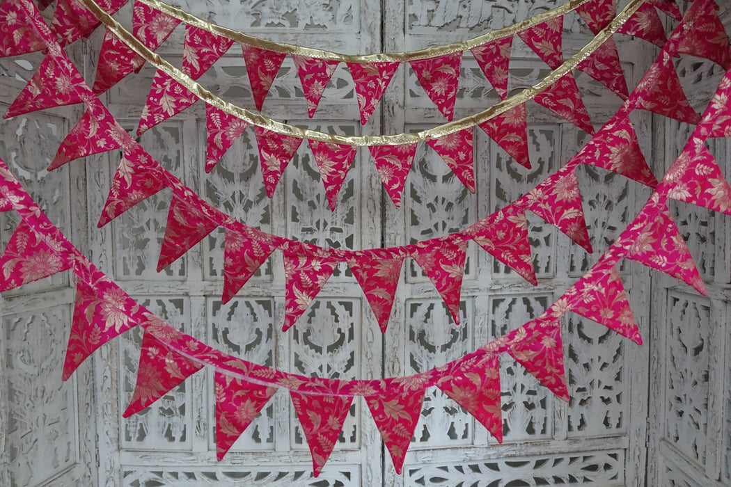Pink And Gold Banarsi Brocade With Pink Trim - 3.7 Metres