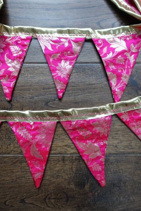 Pink And Gold Banarsi Brocade With Pink Trim - 3.7 Metres