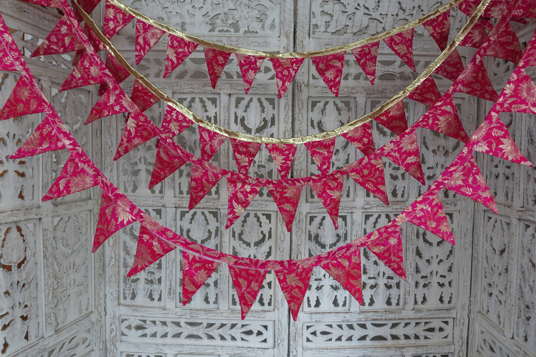 Pink And Gold Banarsi Brocade With Pink Trim - 3.7 Metres