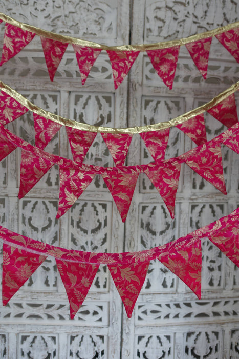 Pink And Gold Banarsi Brocade With Pink Trim - 4.3 Metres