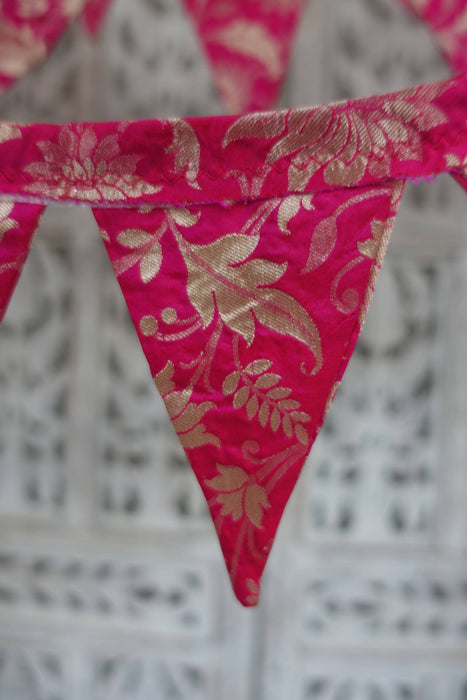Pink And Gold Banarsi Brocade With Pink Trim - 3.7 Metres