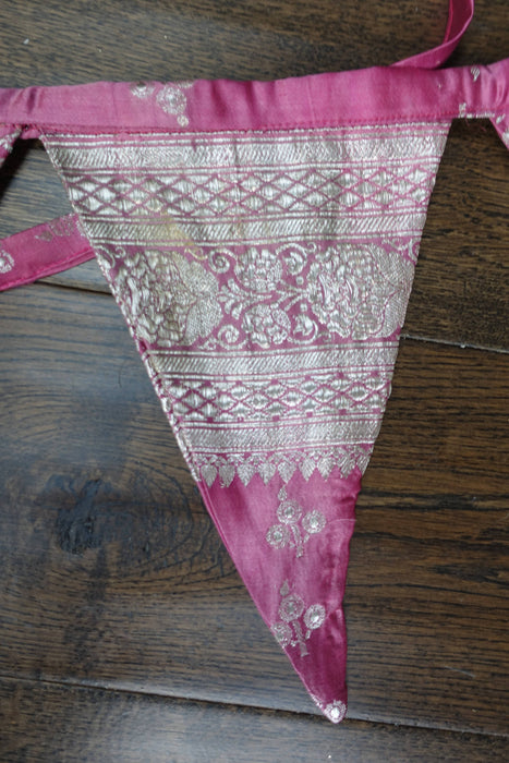 Dusky Pink With Silver Banarsi Brocade Bunting - 8.6 Metres