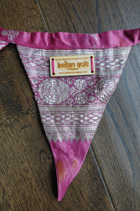 Dusky Pink With Silver Banarsi Brocade Bunting - 8.6 Metres