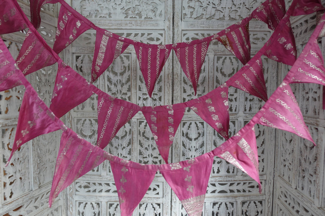 Dusky Pink With Silver Banarsi Brocade Bunting - 8.6 Metres