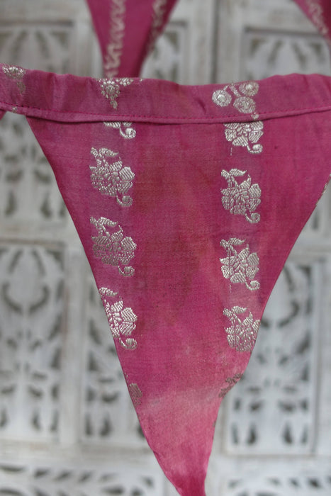 Dusky Pink With Silver Banarsi Brocade Bunting - 8.6 Metres