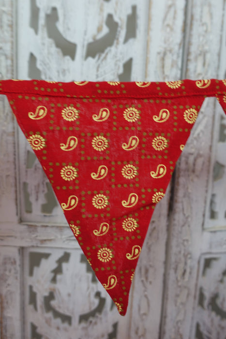 Red Cotton With Cream Printed Paisley - 10 Metres