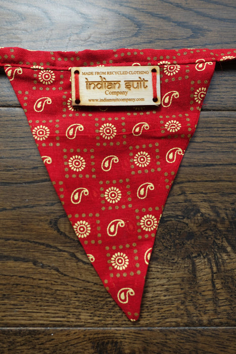 Red Cotton With Cream Printed Paisley - 10 Metres