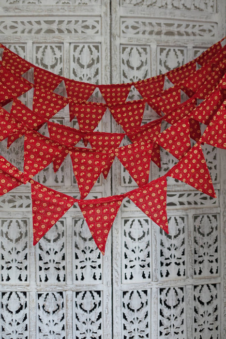 Red Cotton With Cream Printed Paisley - 10 Metres