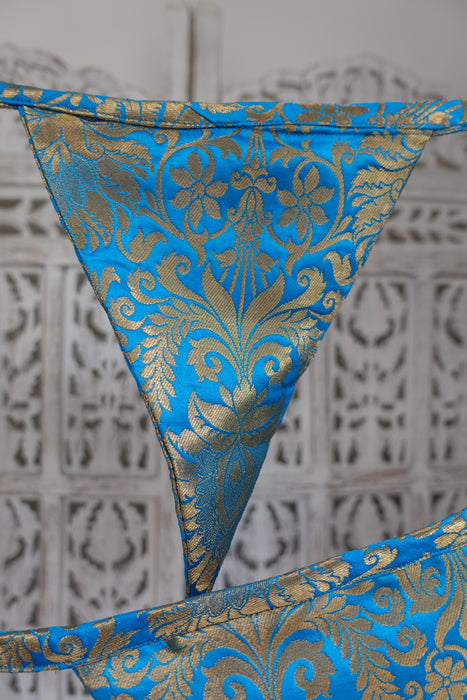 Peacock Blue Brocade Bunting - 8 Metres