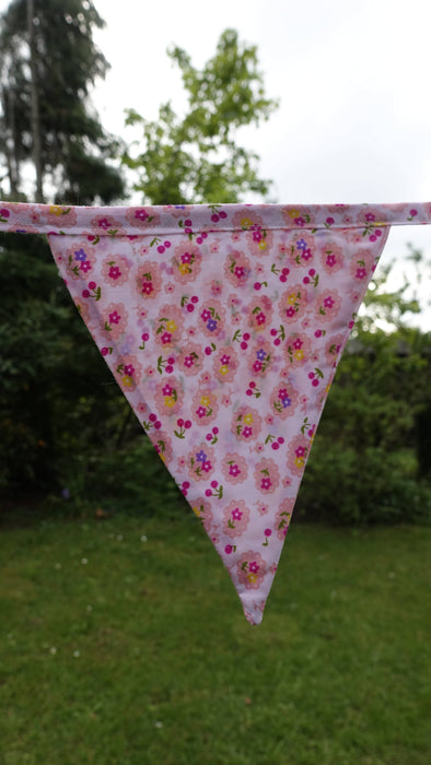 Pink White Cotton Floral Bunting - 5-6 Metres