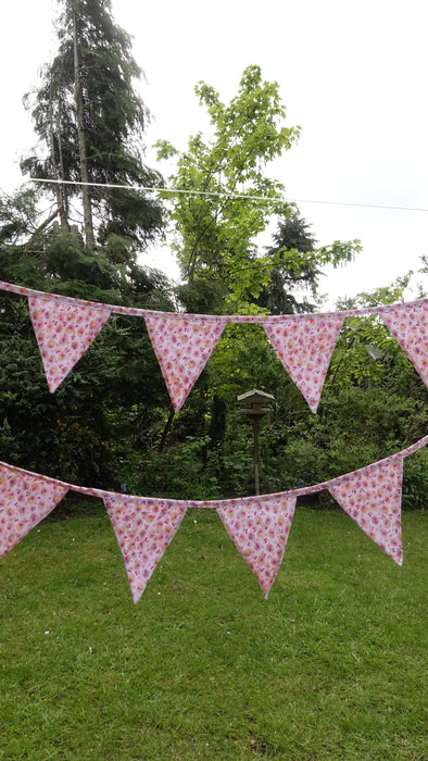 Pink White Cotton Floral Bunting - 5-6 Metres