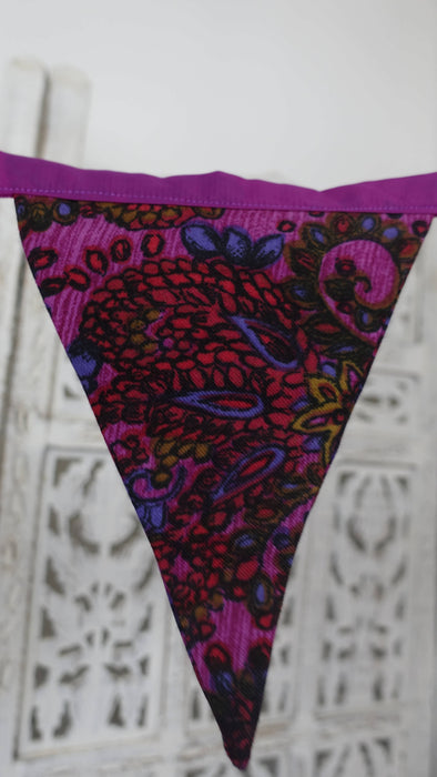 Dark Reds Plum Cotton Retro Printed Bunting - 6-7 Metres