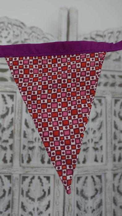 Dark Reds Plum Cotton Retro Printed Bunting - 6-7 Metres