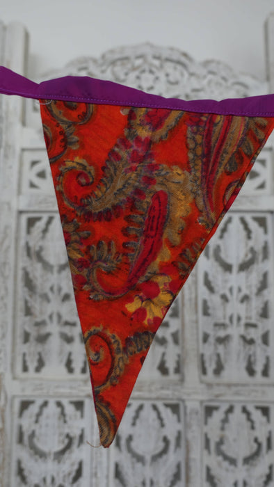 Dark Reds Plum Cotton Retro Printed Bunting - 6-7 Metres