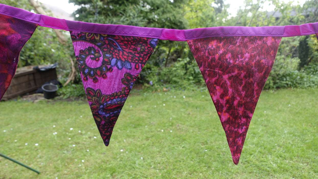 Dark Reds Plum Cotton Retro Printed Bunting - 6-7 Metres