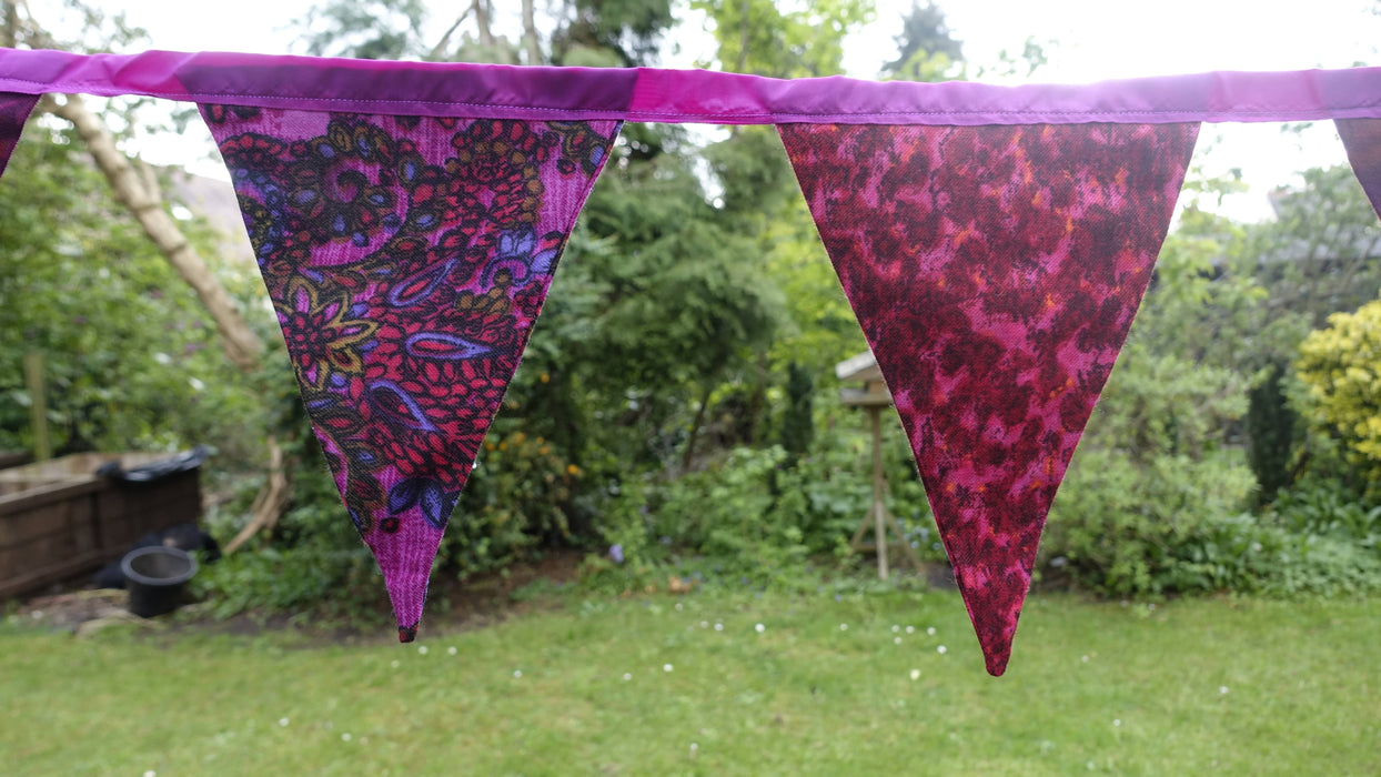 Dark Reds Plum Cotton Retro Printed Bunting - 6-7 Metres