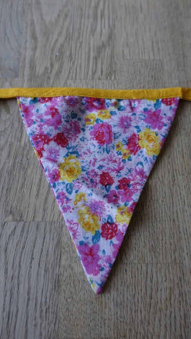Pink And White Floral Cotton Bunting - 7.7 Metres