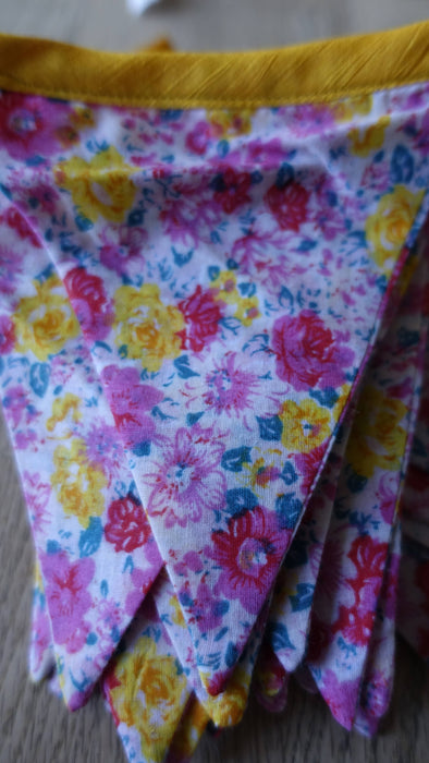 Pink And White Floral Cotton Bunting - 7.7 Metres