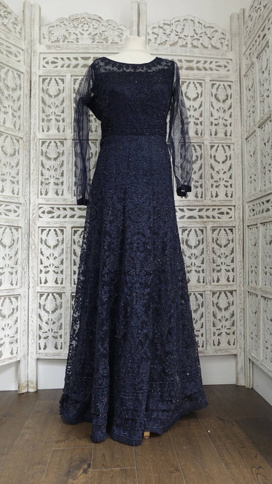 Navy Blue Sparkling Stone Gown - UK 12/ EU 38 - Preloved
