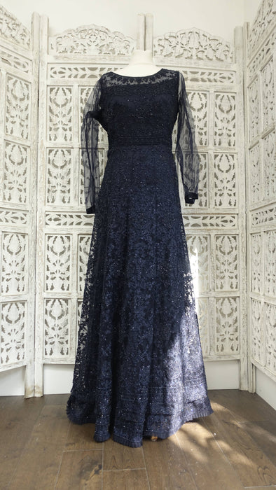 Navy Blue Sparkling Stone Gown - UK 12/ EU 38 - Preloved