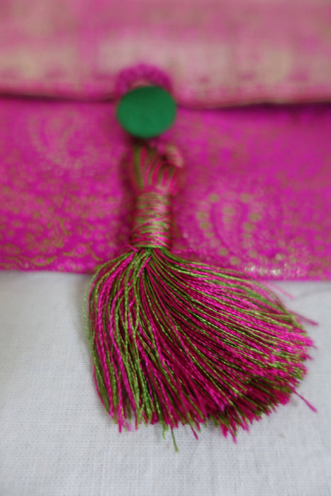 Vintage Pink Brocade Silk Envelope