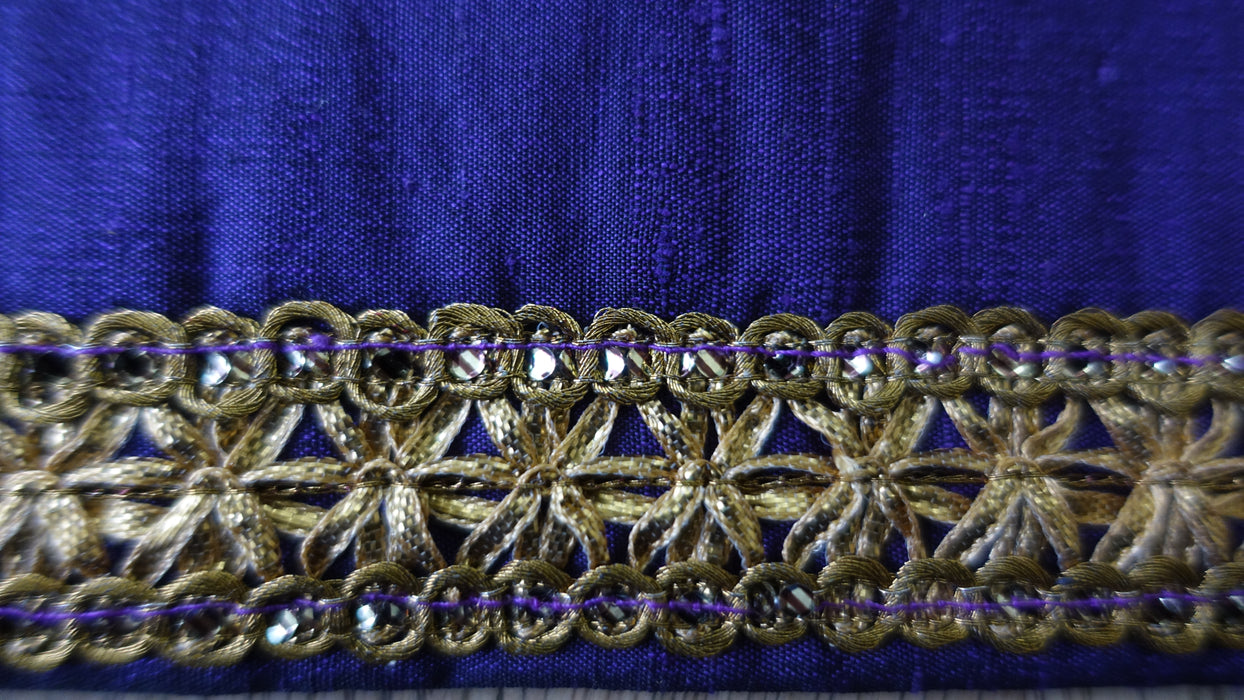 Purple Silk Blend With Antique Gold Braid Envelope