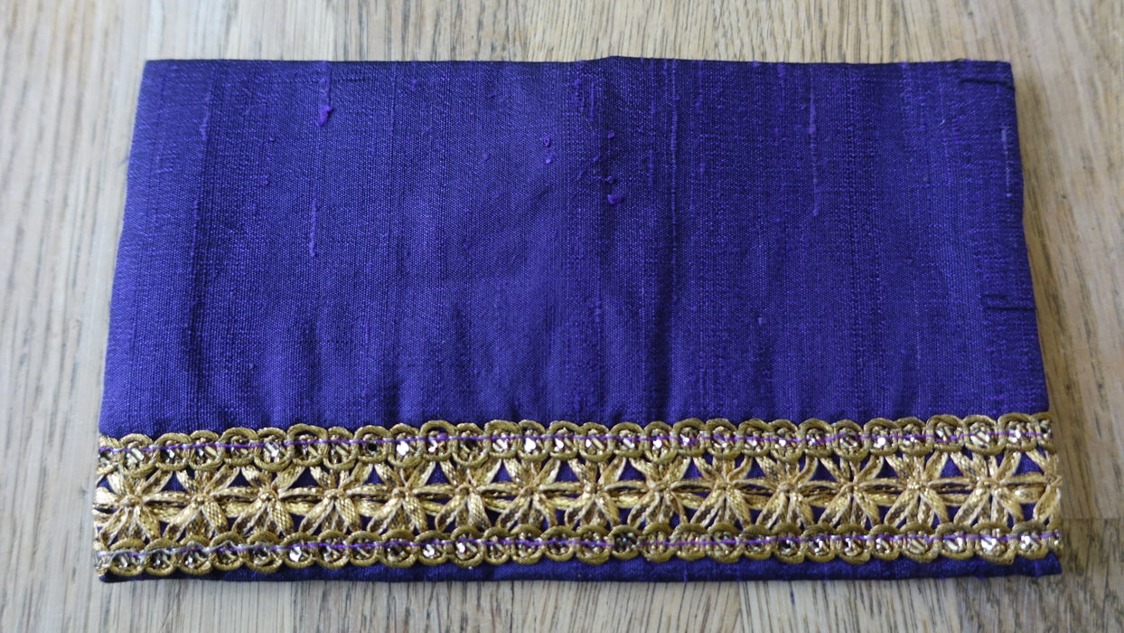 Purple Silk Blend With Antique Gold Braid Envelope