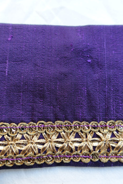 Purple Silk Blend With Antique Gold Braid Envelope