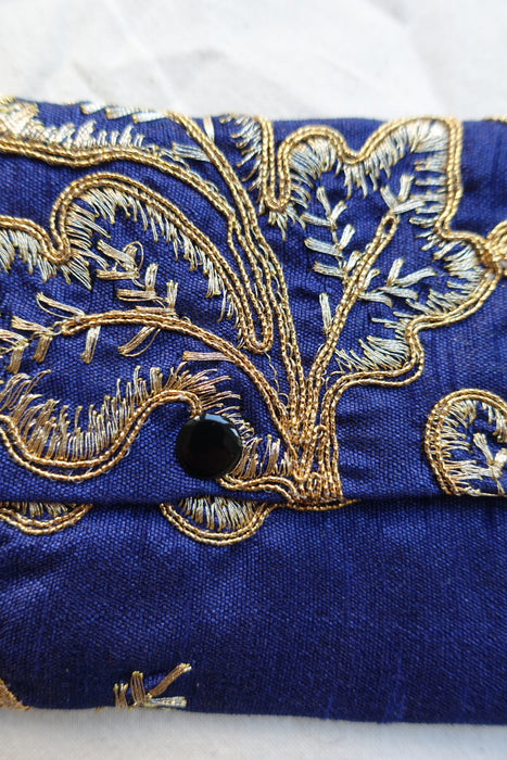 Blue And Gold Embroidered Envelope