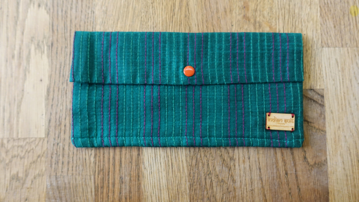 Teal Stitch Detailed Envelope