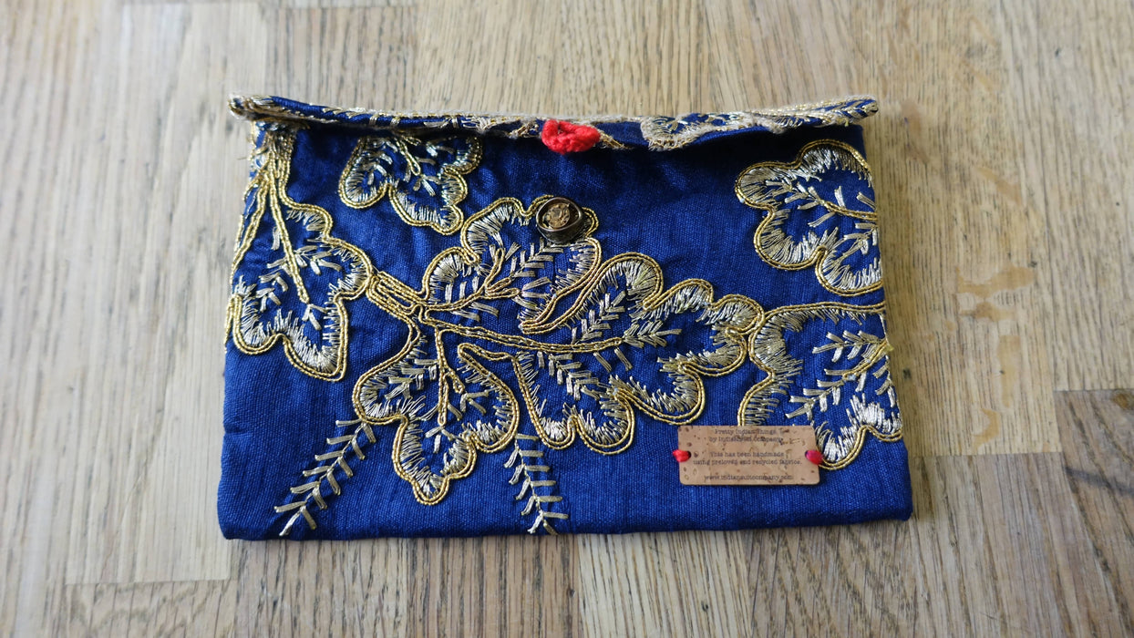 Blue And Gold Embroidered Envelope