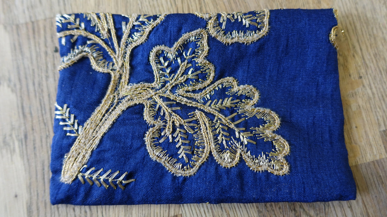 Blue And Gold Embroidered Envelope