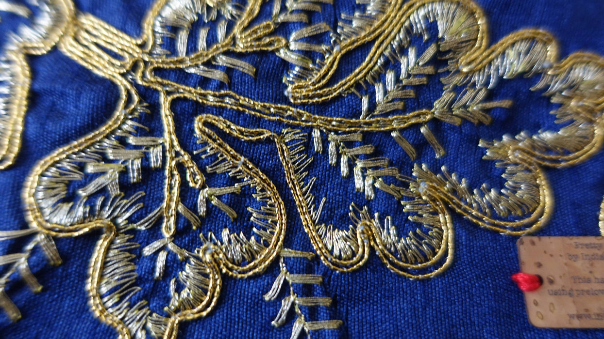 Blue And Gold Embroidered Envelope