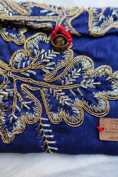Blue And Gold Embroidered Envelope