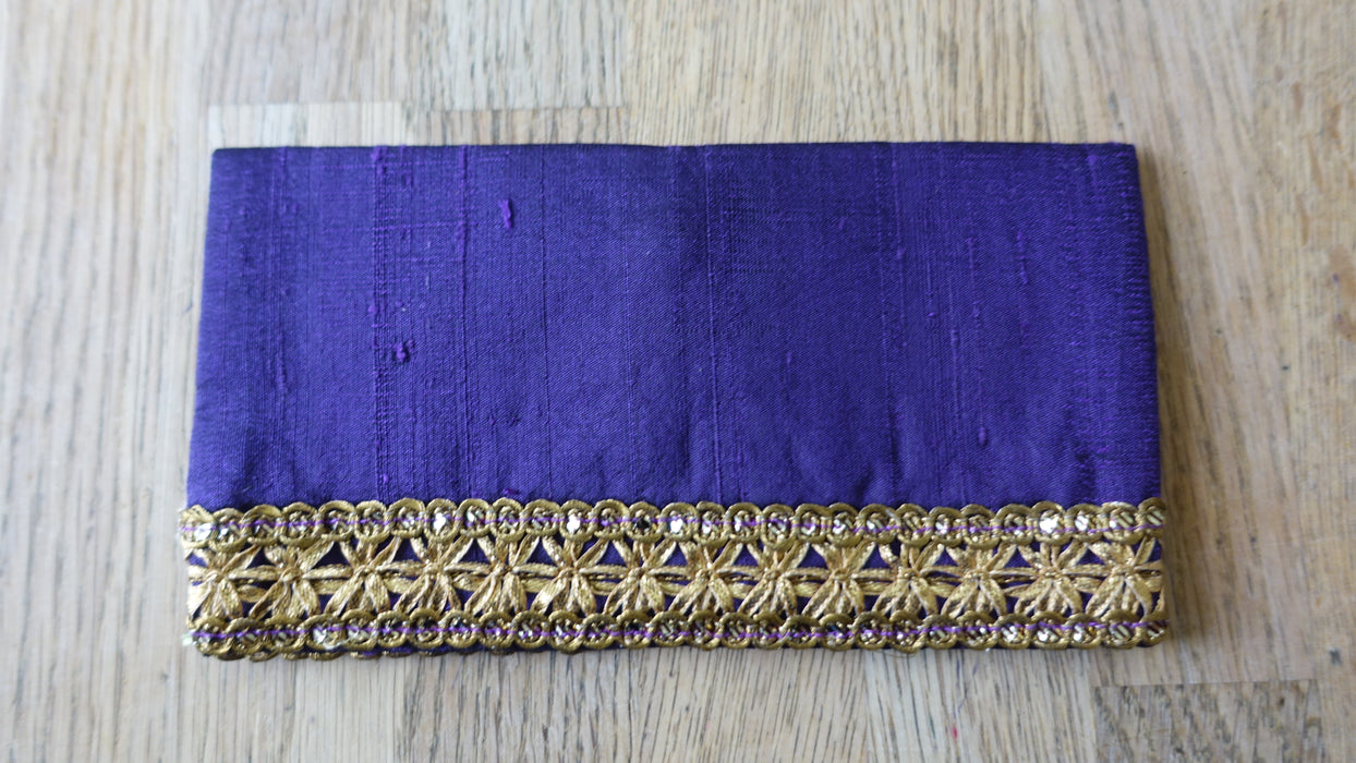 Purple Silk Blend With Antique Gold Braid