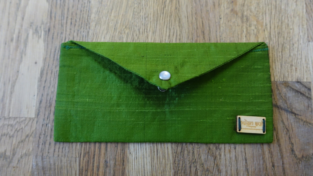 Apple Green Raw Silk Envelope