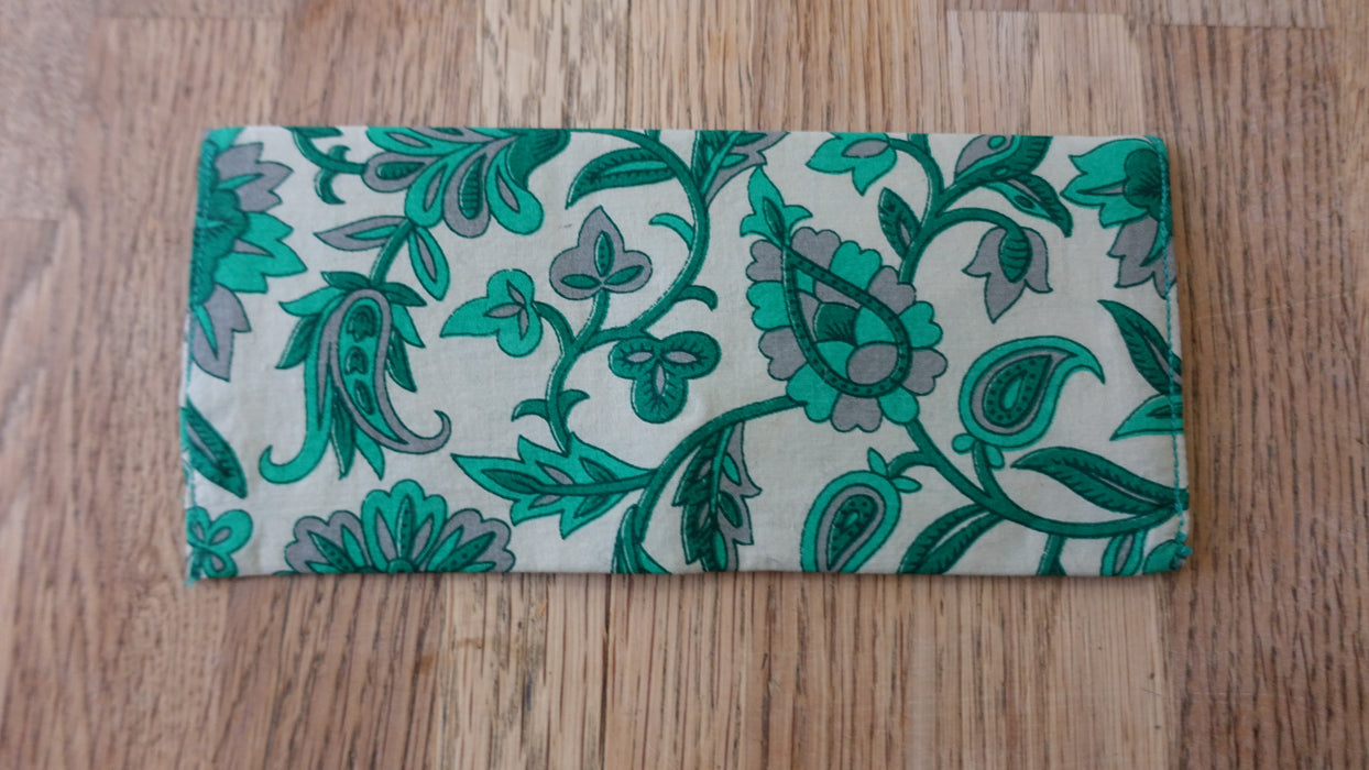 Printed Green And Cream Cotton Gift Envelope