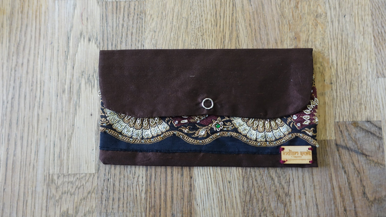 Black And Brown Embellished Silk Gift Envelope