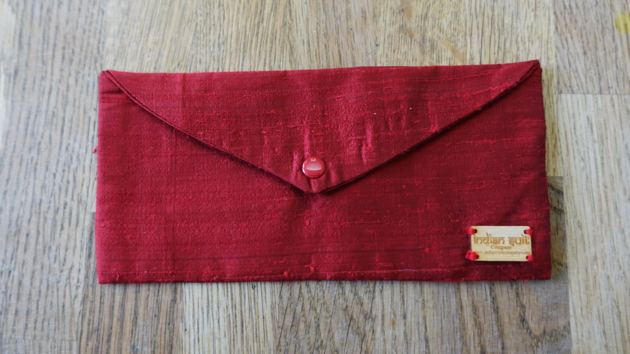Dark Red Raw Silk Gift Envelope