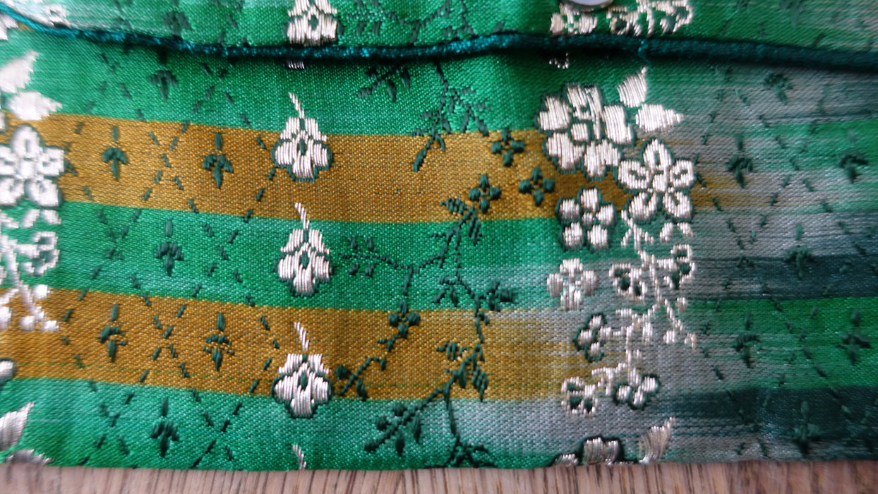 Green Brocade Vintage Silk Envelope
