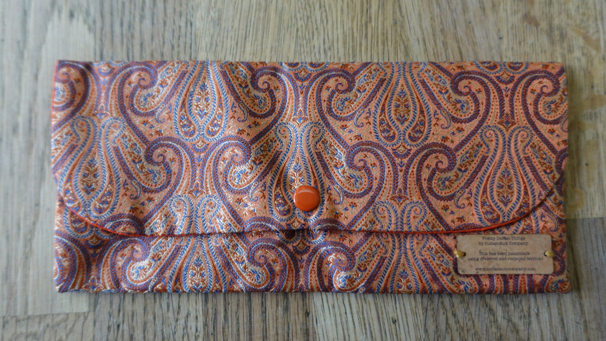 Orange Silk Paisely Printed Vintage Gift Envelope