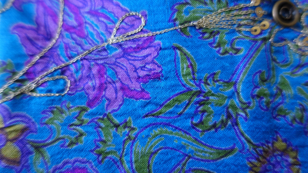 Blue Vintage Embellished Silk Gift Envelope