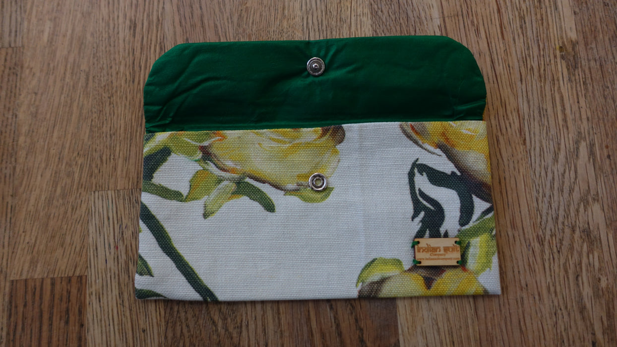 Floral Print With Green Silk Lining Gift Envelope