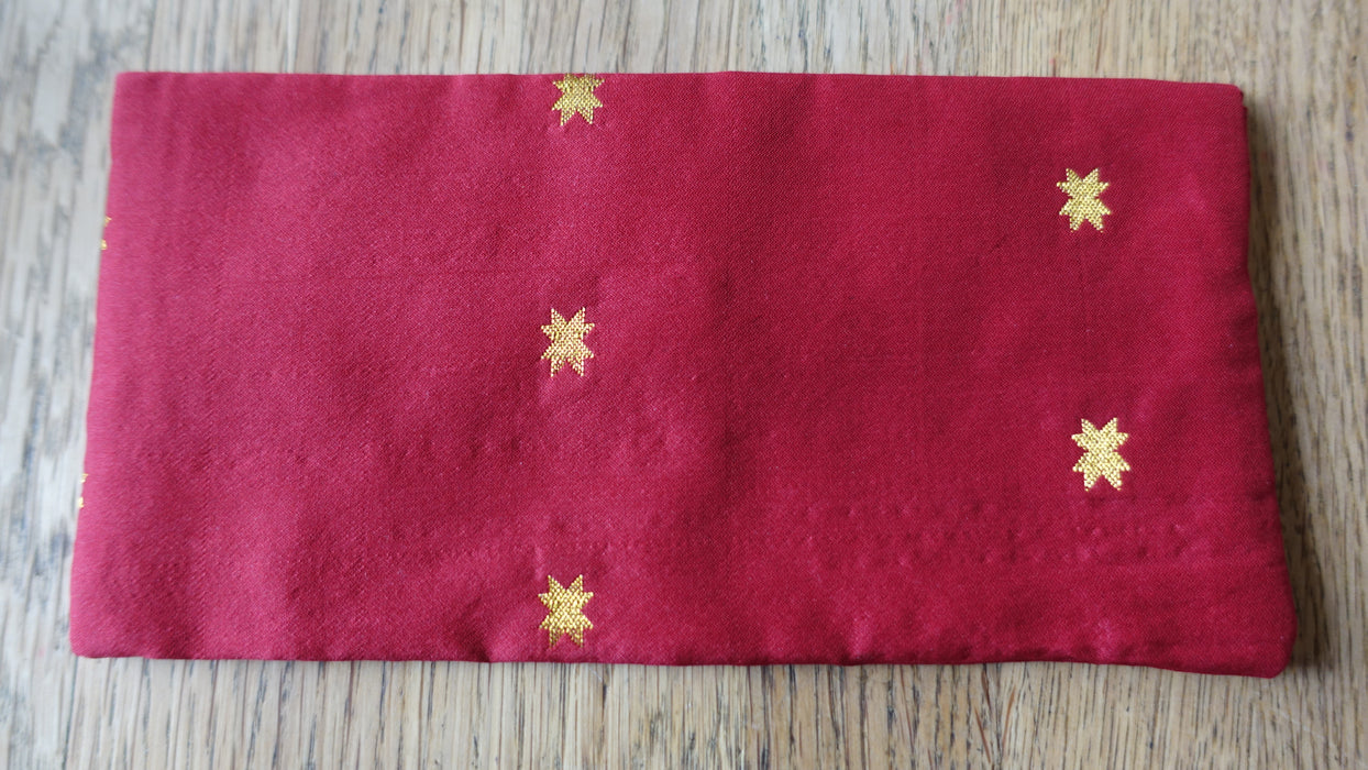 Maroon And Gold Silk Blend Stars Envelope