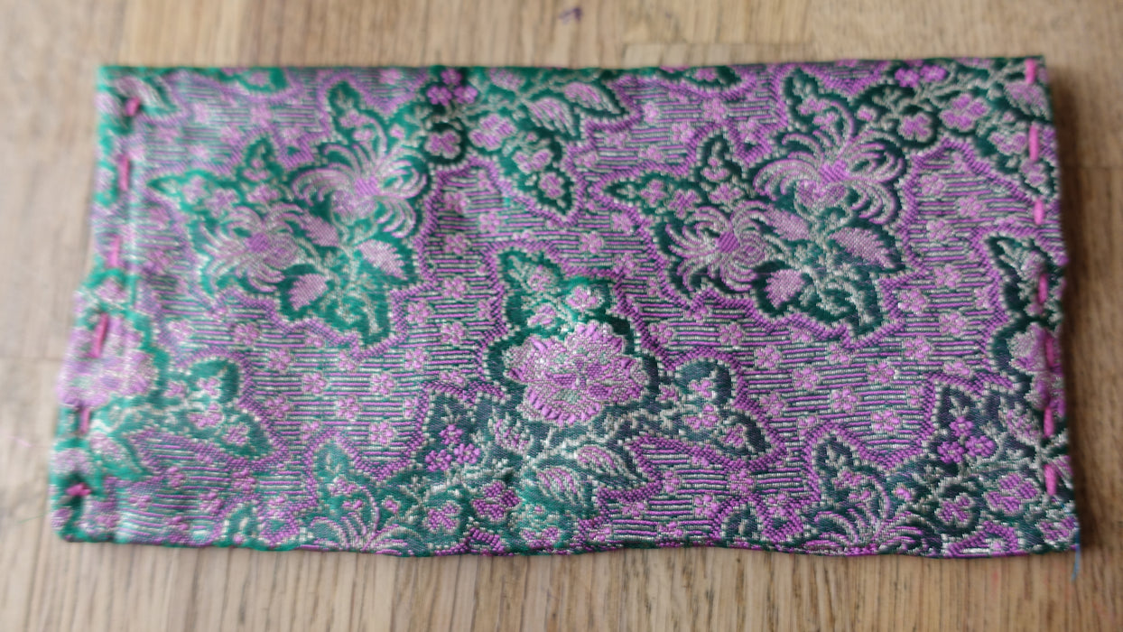 Green And Pink Vintage Brocade With 2 Tone Silk Lining