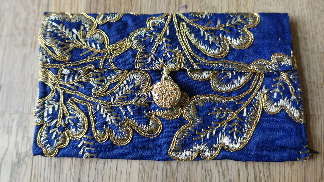 Blue And Gold Envelope With Gold Button